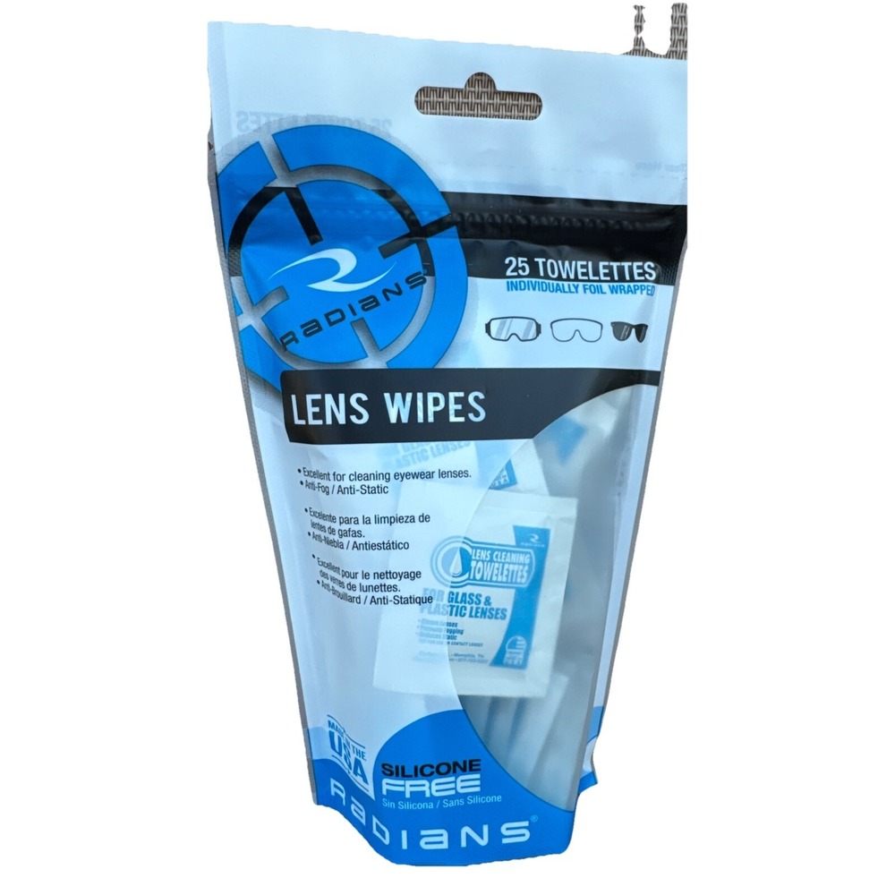 Radians Industrial Lens Wipes Silicone Free Made In USA Anti Fog/Static  25 Pk